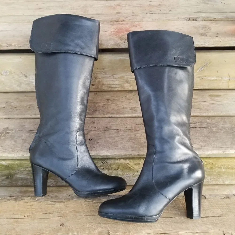Ralph Lauren Mallarie Knee High OTK Fold Over‎ Equestrian Riding Tall Boots 9.5